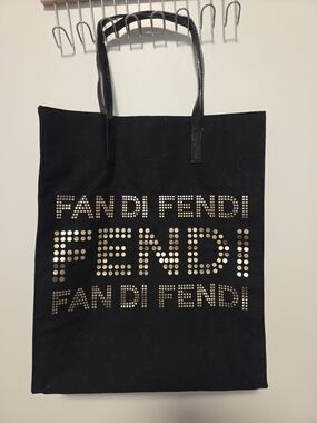 Fendi Black Tote with Gold Studded Logo